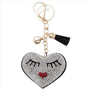 Sweet Heart Rhinestone Puffy Purse Charm